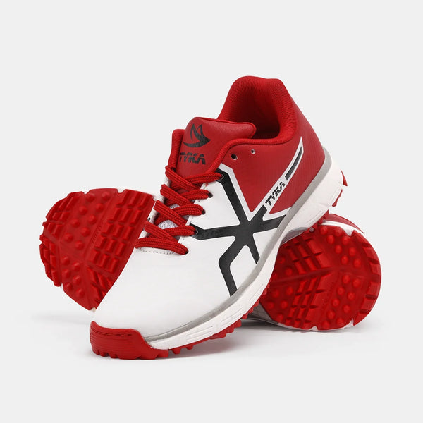 Tyka Champ 16 Rubber Cricket Shoes White Red