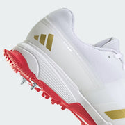 Adidas 22 Yard White Red Gold Spikes Cricket Shoes