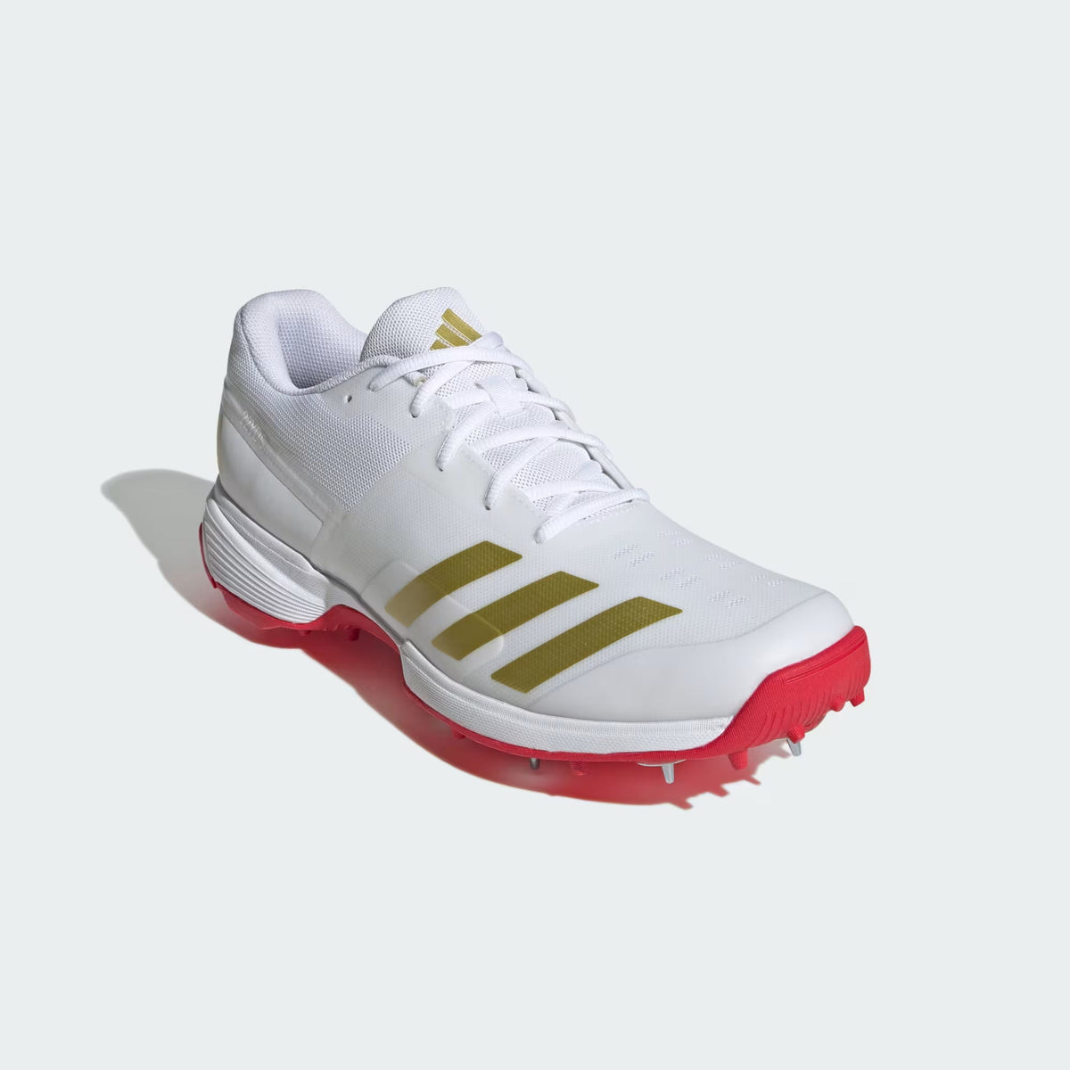 Adidas 22 Yard White Red Gold Spikes Cricket Shoes