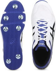 Asics Gel 100 Not Out Spikes White Blue Cricket Shoes Size