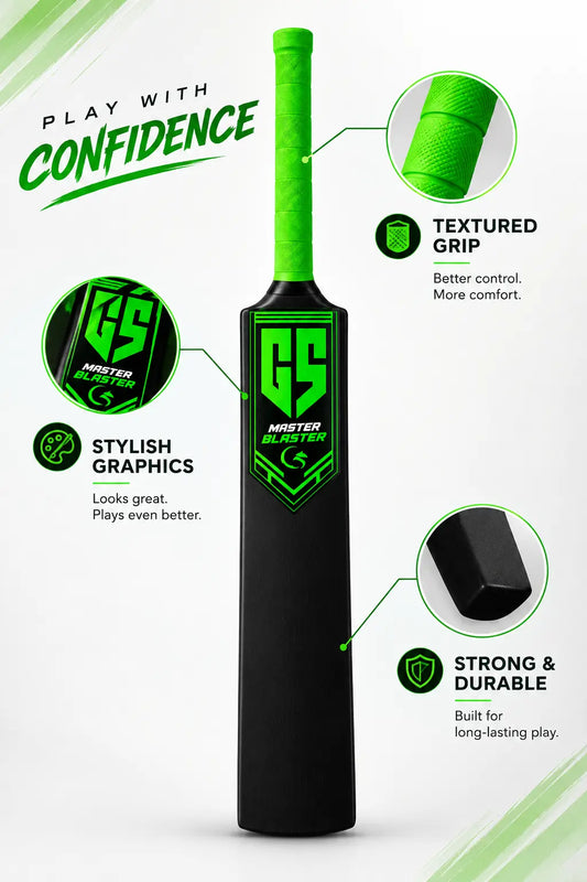 Gortonshire Master Blaster Black Cricket Plastic Bat - Indian Cricket Store