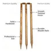 Gortonshire Wooden Wicket Cricket Stump Full Size Set of 6