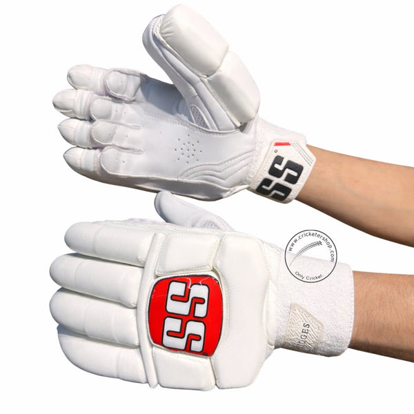 SS Super Test White Red Cricket Batting Gloves Adult