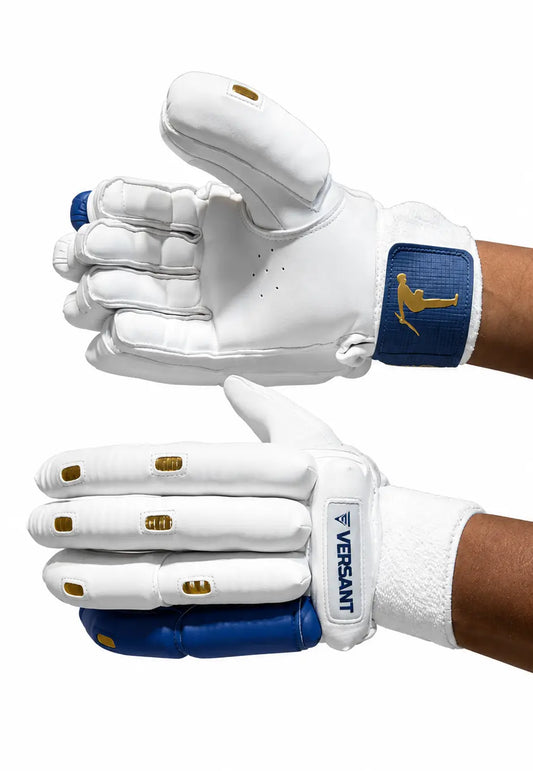 Versant Showman Glory Limited Edition Cricket Batting Gloves White Blue - Indian Cricket Store