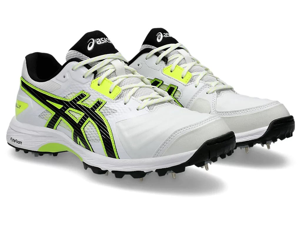 Asics Gel Gully 7 White Safety Yellow Shoes - Indian Cricket Store