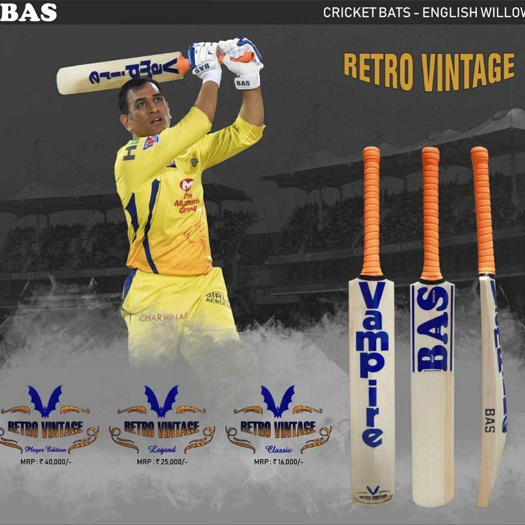 BAS Vampire MSD Retro Vintage Legend English Willow Cricket Bat - Indian Cricket Store