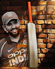 Customise Rohit Sharma Profile Kashmir Willow Cricket Bat Short Handle - Indian Cricket Store