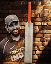 Customise Rohit Sharma Profile Kashmir Willow Cricket Bat Short Handle - Indian Cricket Store