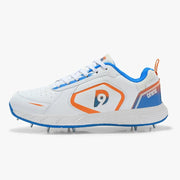 Dnine Thunder 1 Spike White Orange Blue Cricket Shoes Combo - Indian Cricket Store