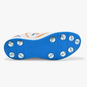 Dnine Thunder 1 Spike White Orange Blue Cricket Shoes Combo - Indian Cricket Store