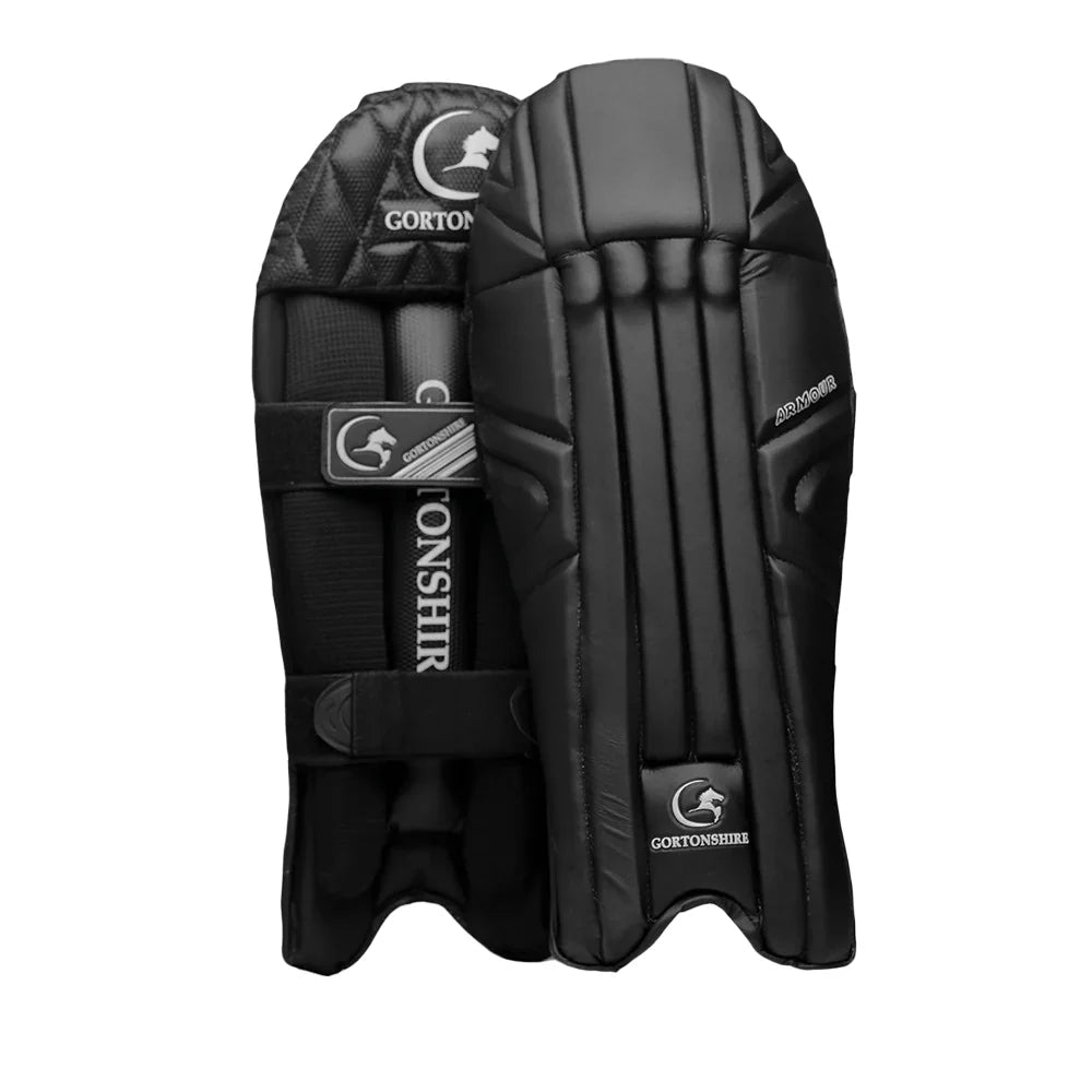 Gortonshire Armour Black Coloured Wicket Keeping Leg Guard Men's - Indian Cricket Store