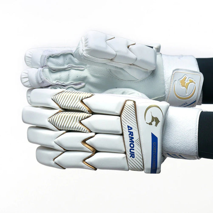 Gortonshire Armour White Cricket Batting Gloves Men's