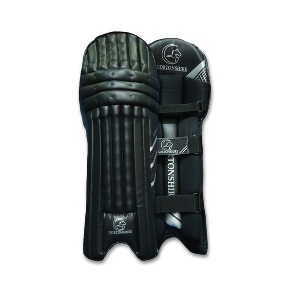 Gortonshire Shield Black Cricket Batting Leg Guard Pads