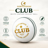 Gortonshire Club Leather Cricket 4PC Ball White - Indian Cricket Store
