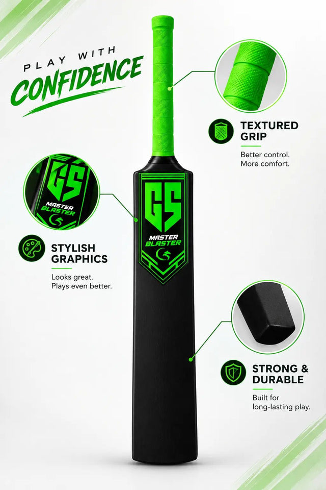 Gortonshire Master Blaster Black Cricket Plastic Bat - Indian Cricket Store
