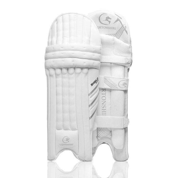 Gortonshire Shield White Cricket Batting Leg Guard Pads