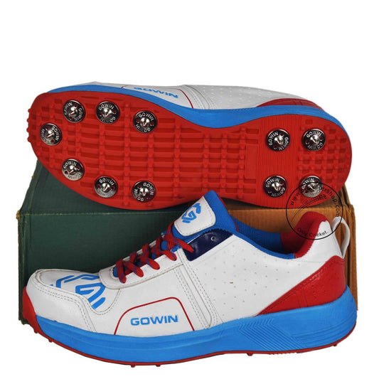 Gowin Nitro Cricket Spike White Red Shoes - Indian Cricket Store