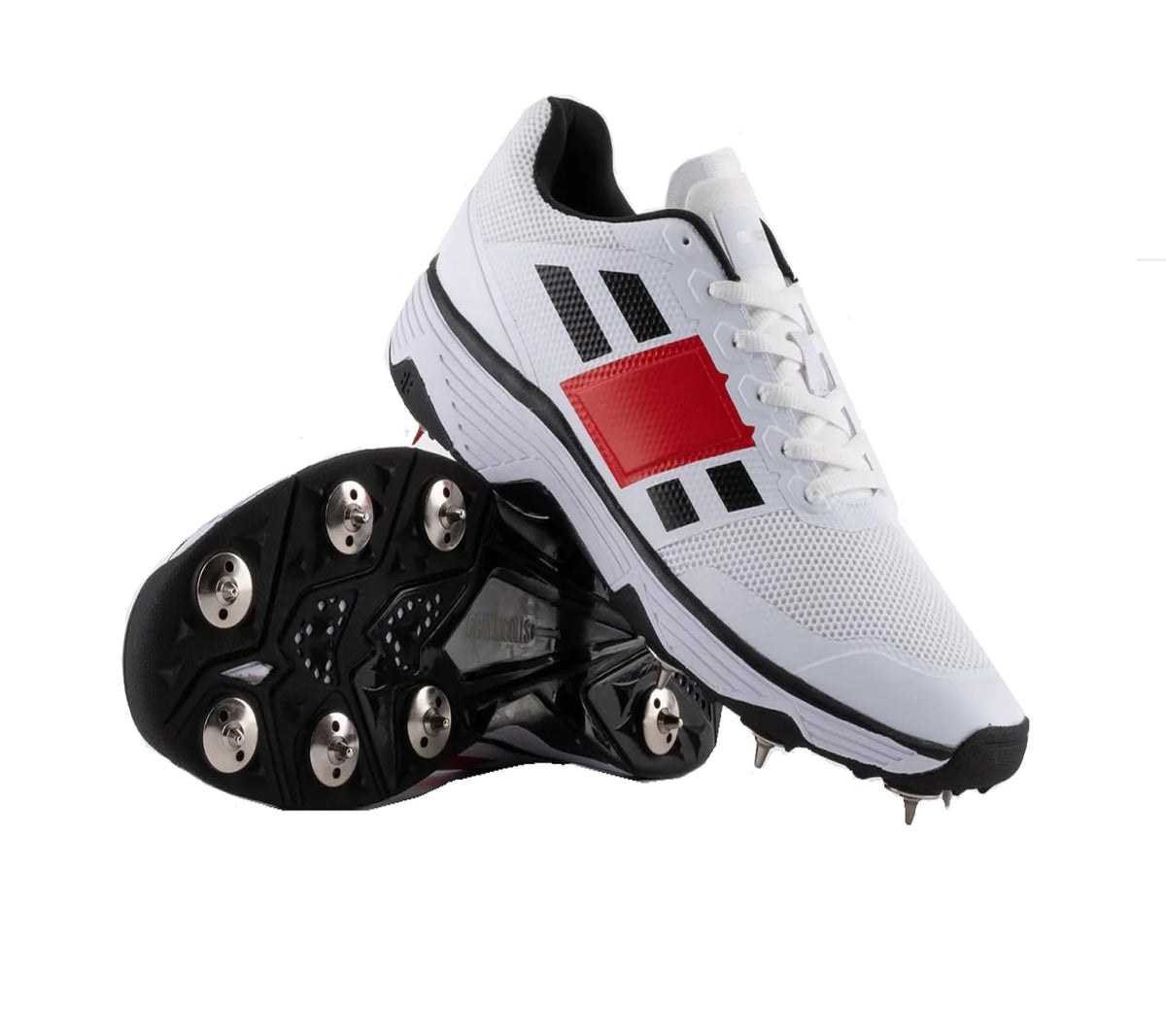 Gray Nicolls GN 8 Players 2.0 Spikes White Black Red Cricket Shoes - Indian Cricket Store