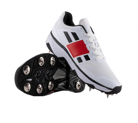 Gray Nicolls GN 8 Players 2.0 Spikes White Black Red Cricket Shoes - Indian Cricket Store