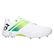 Kookaburra Pro 2.0 Cricket Spikes Shoes White Green - Indian Cricket Store