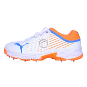 Puma 22.1 Neon Citrus Cricket Spike Shoes White Orange - Indian Cricket Store