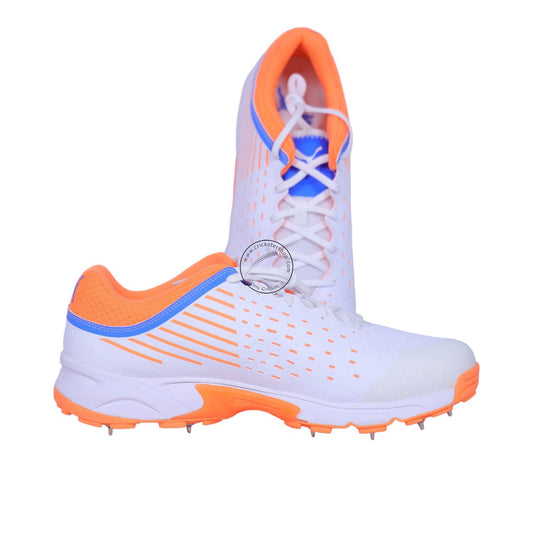 Puma 22.1 Neon Citrus Cricket Spike Shoes White Orange - Indian Cricket Store