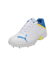 Puma 22.2 FH 10729903 Cricket Spike Shoes White Yellow Blue - Indian Cricket Store