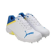 Puma 22.2 FH 10729903 Cricket Spike Shoes White Yellow Blue - Indian Cricket Store
