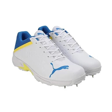 Puma 22.2 FH 10729903 Cricket Spike Shoes White Yellow Blue