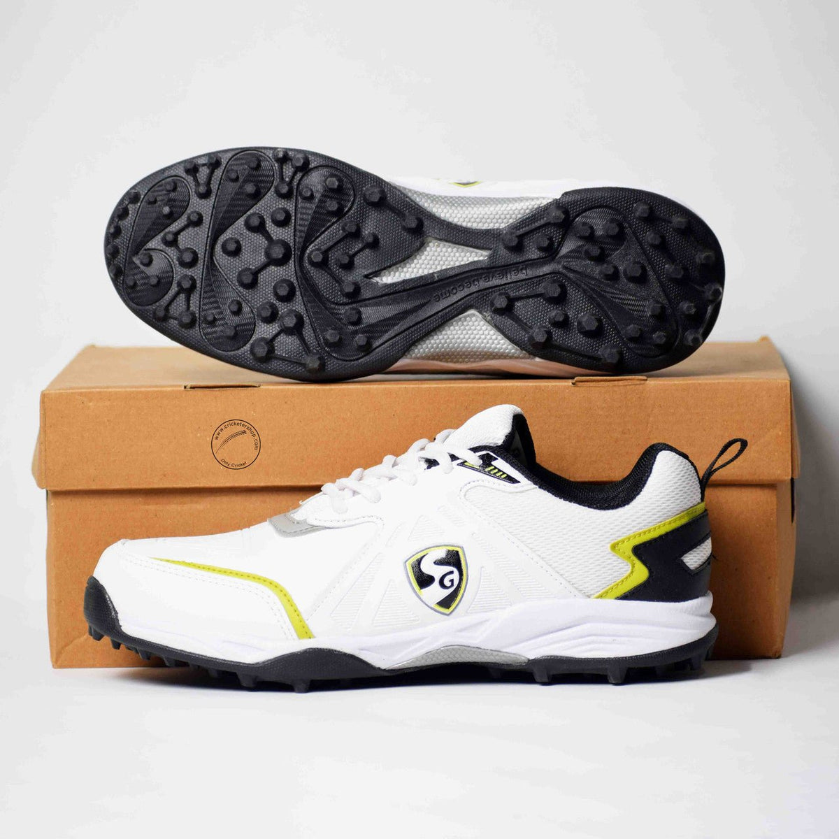 SG Scorer 5.0 Cricket Shoes White Black Lime - Indian Cricket Store
