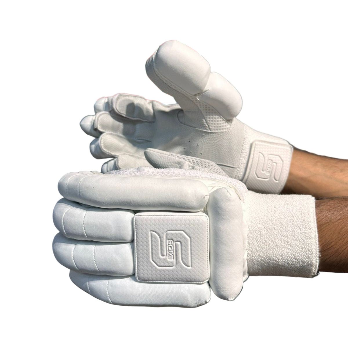 Somi Sapphire Pro All White Cricket Batting Gloves - Indian Cricket Store