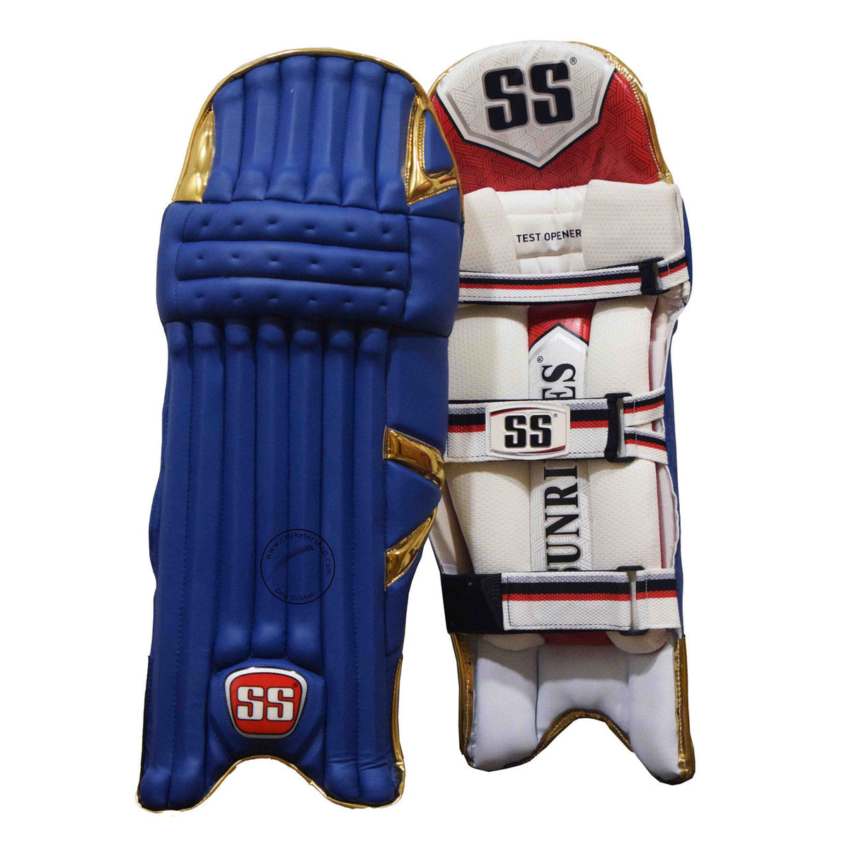 SS Test Opener Navy Blue Gold Coloured Cricket Batting Leg Guard Pads Men's
