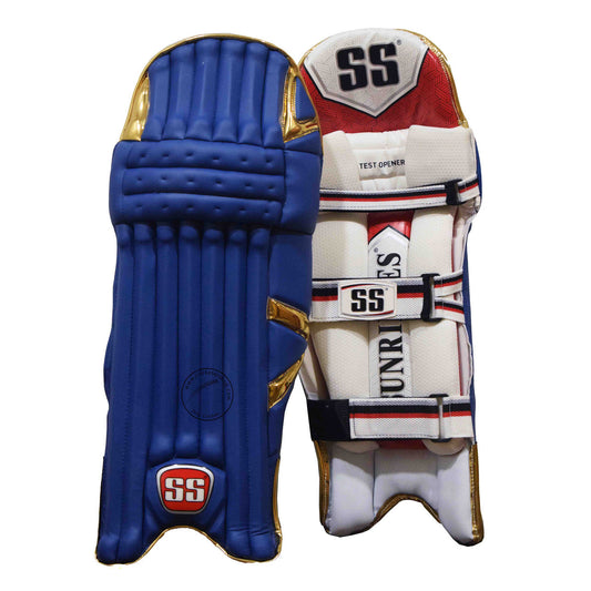 SS Test Opener Navy Blue Gold Coloured Cricket Batting Leg Guard Pads Mens Size - Indian Cricket Store