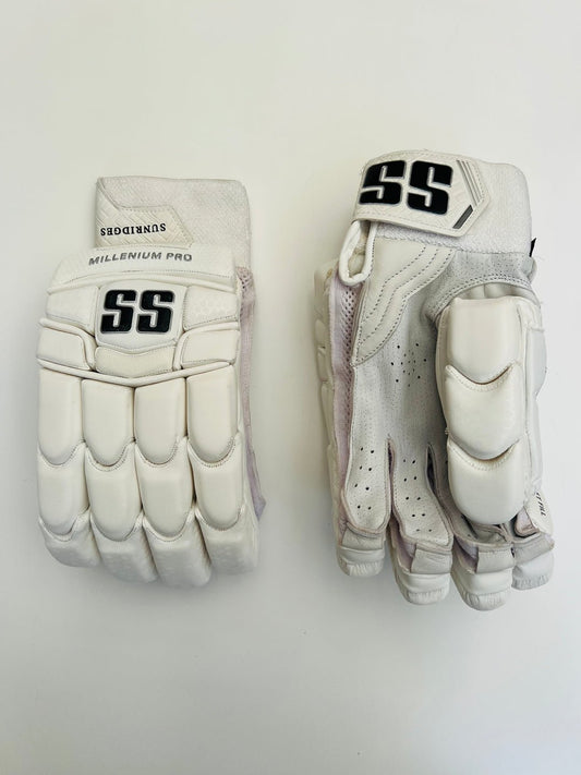 SS Millennium Pro White Cricket Batting Gloves - Indian Cricket Store