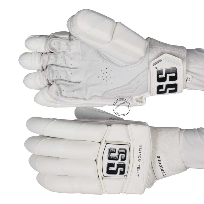 SS Super Test White Cricket Batting Gloves Men's