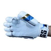 SS Super Test White Teal Gold Cricket Batting Gloves Adult - Indian Cricket Store