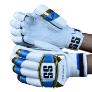SS Super Test White Teal Gold Cricket Batting Gloves Adult - Indian Cricket Store