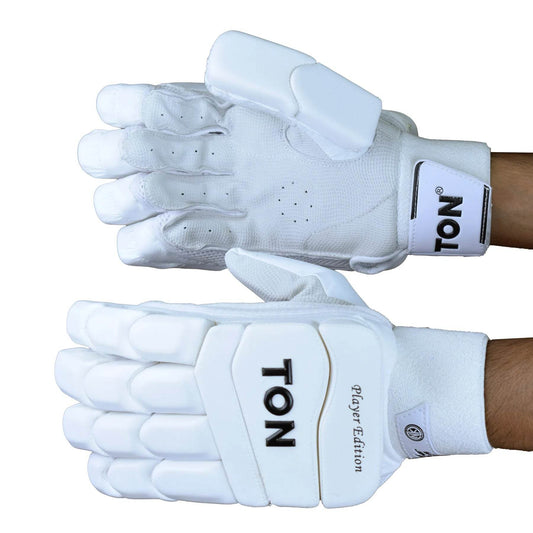 SS Ton Player Edition White Cricket Batting Gloves - Indian Cricket Store