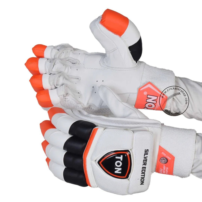 SS Ton Silver Cricket Batting Gloves Men's