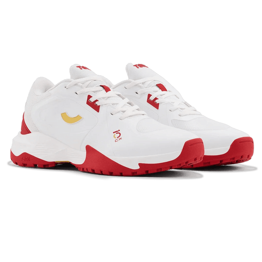 Tenxu All Rounder Cricket Rubber Shoes Bright White Racing Red - Indian Cricket Store