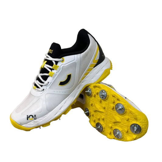 Tenxu Centurion Cricket Spikes Shoes White Yellow - Indian Cricket Store