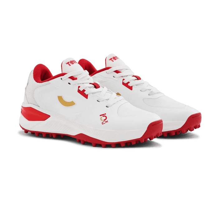 Tenxu Youngstar Kids Cricket Shoes Bright White Racing Red