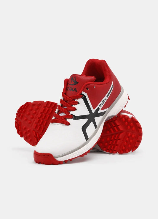 Tyka Champ 16 Rubber Cricket Shoes White Red - Indian Cricket Store