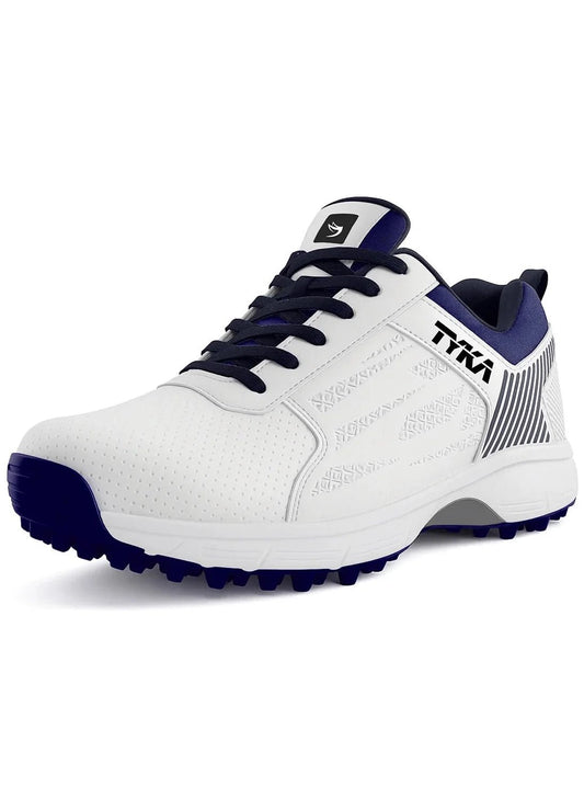 Tyka Velocity Rubber Cricket Shoes White Blue - Indian Cricket Store