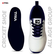 Tyka Velocity Rubber Cricket Shoes White Blue - Indian Cricket Store