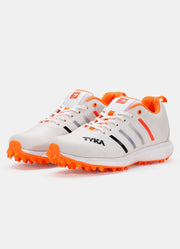 Tyka Wolf Rubber Cricket Shoes White / Orange - Indian Cricket Store