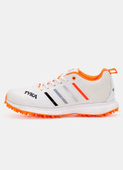 Tyka Wolf Rubber Cricket Shoes White / Orange - Indian Cricket Store