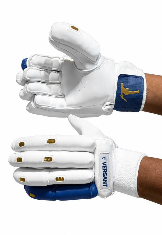 Versant Showman Glory Limited Edition Cricket Batting Gloves White Blue - Indian Cricket Store